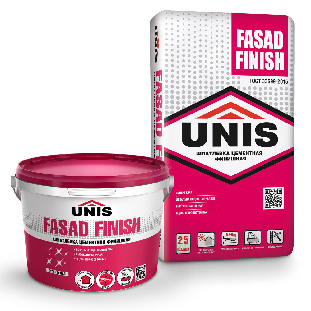 Шпатлевка цементная финишная Unis Fasad Finish 20 кг