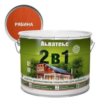 Защитно-декоративное покрытие для дерева АКВАТЕКС 2 в 1, рябина, 9 л