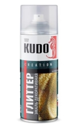Эмаль аэрозольная декоративная глиттер эффект серебро 520 мл KUDO