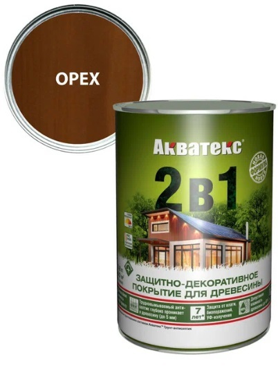 Защитно-декоративное покрытие для дерева АКВАТЕКС 2 в 1, орех, 0.8 л